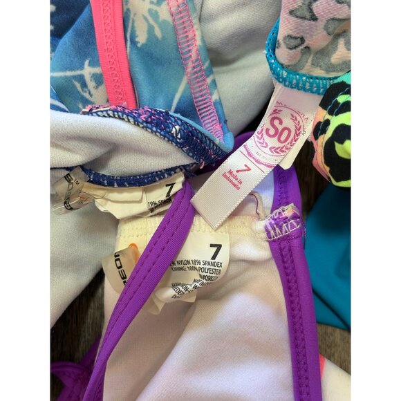 GIRLS SWIMSUIT ONE PIECE MIXED LOT SIZE 7 TROPICAL FLORAL ANIMAL PRINT SWIMWEAR - Picture 7 of 7